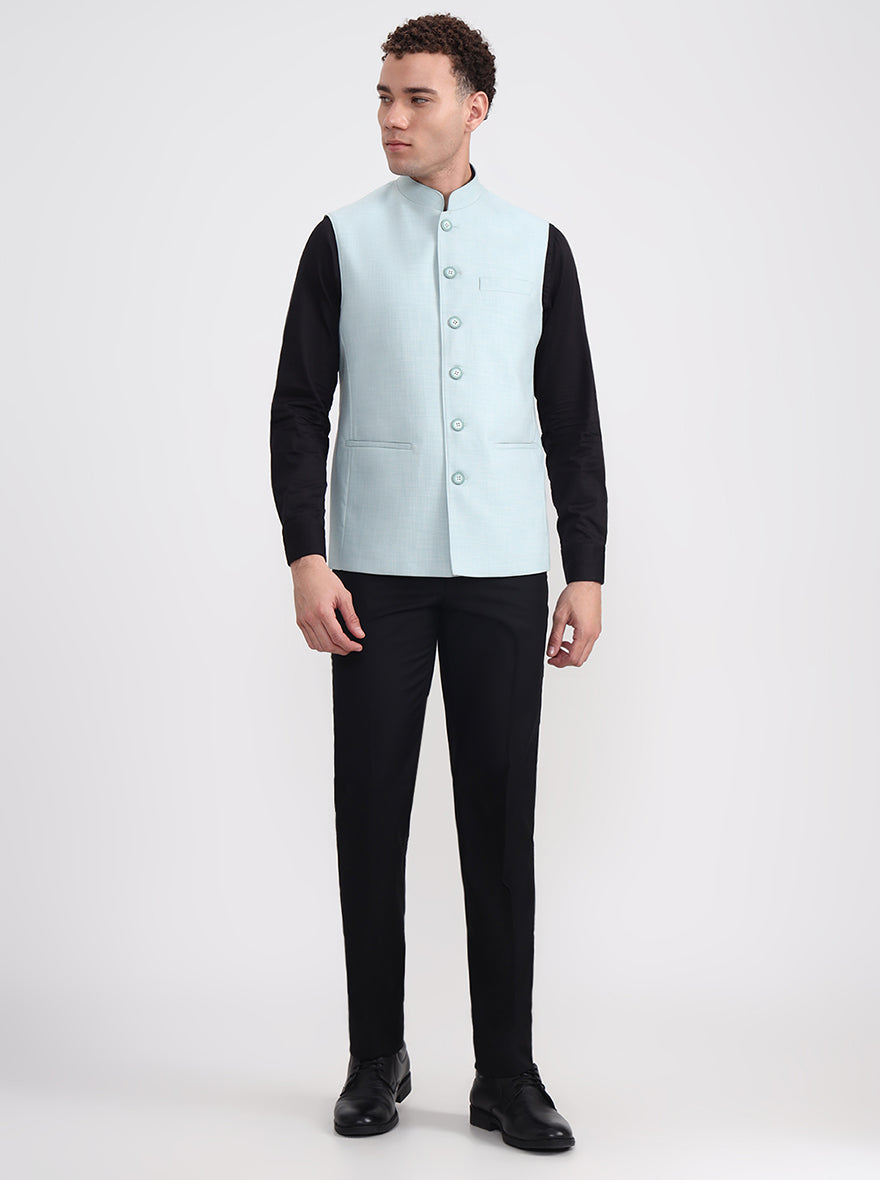 Pista Blue Solid Regular Fit Modi Jacket | JadeBlue
