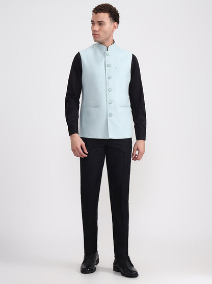 Pista Blue Solid Regular Fit Modi Jacket | JadeBlue