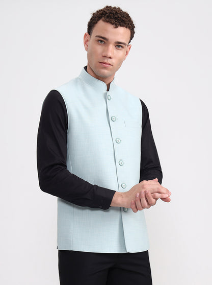 Pista Blue Solid Regular Fit Modi Jacket | JadeBlue