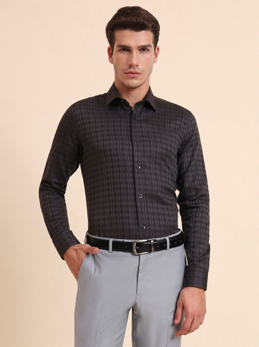 Grey Solid Slim Fit Party Wear Shirt | Wyre