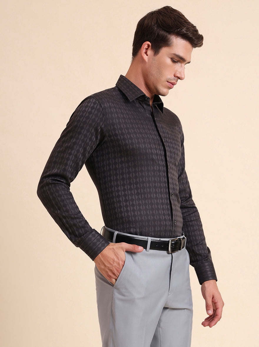 Grey Solid Slim Fit Party Wear Shirt | Wyre