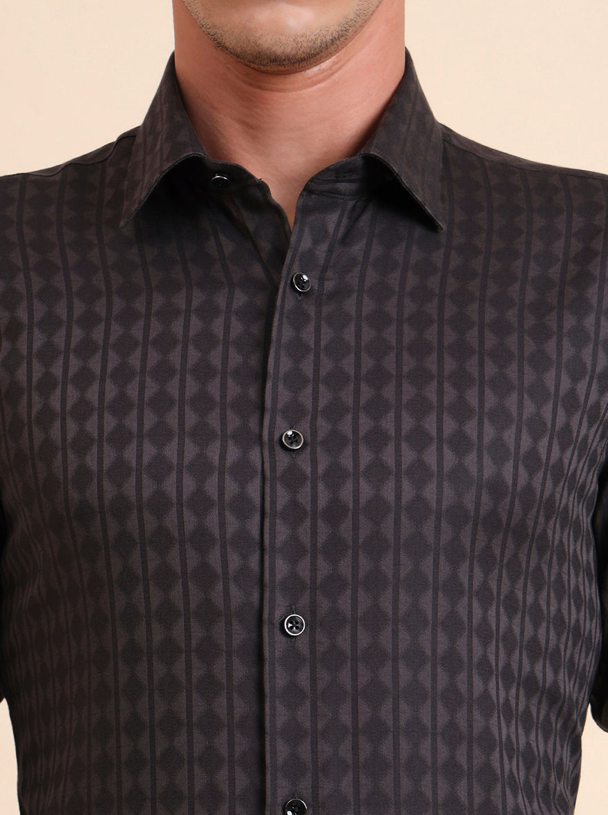 Grey Solid Slim Fit Party Wear Shirt | Wyer