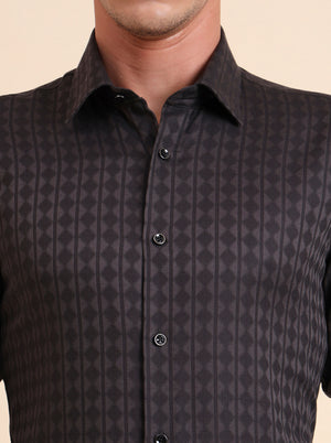 Grey Solid Slim Fit Party Wear Shirt | Wyre