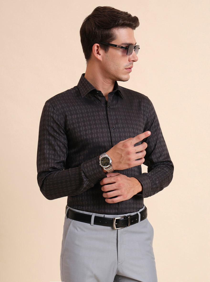 Grey Solid Slim Fit Party Wear Shirt | Wyre