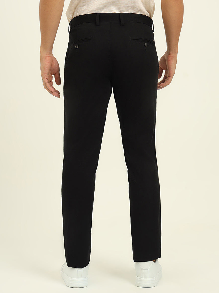 Black Solid Uno Fit Casual Trouser | JadeBlue