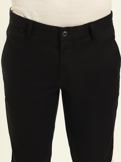 Black Solid Uno Fit Casual Trouser | JadeBlue