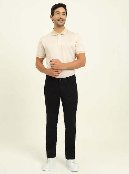 Black Solid Uno Fit Casual Trouser | JadeBlue