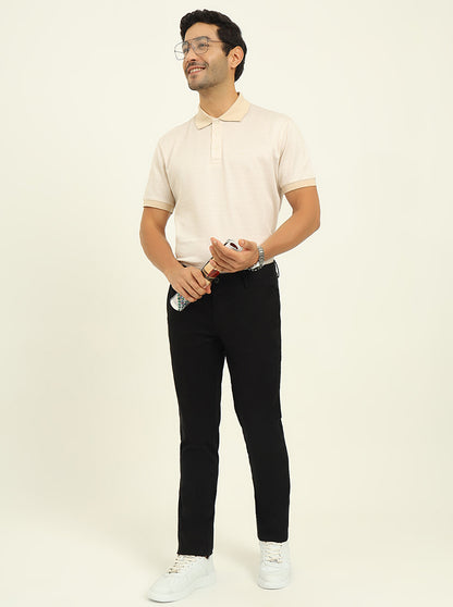 Black Solid Uno Fit Casual Trouser | JadeBlue