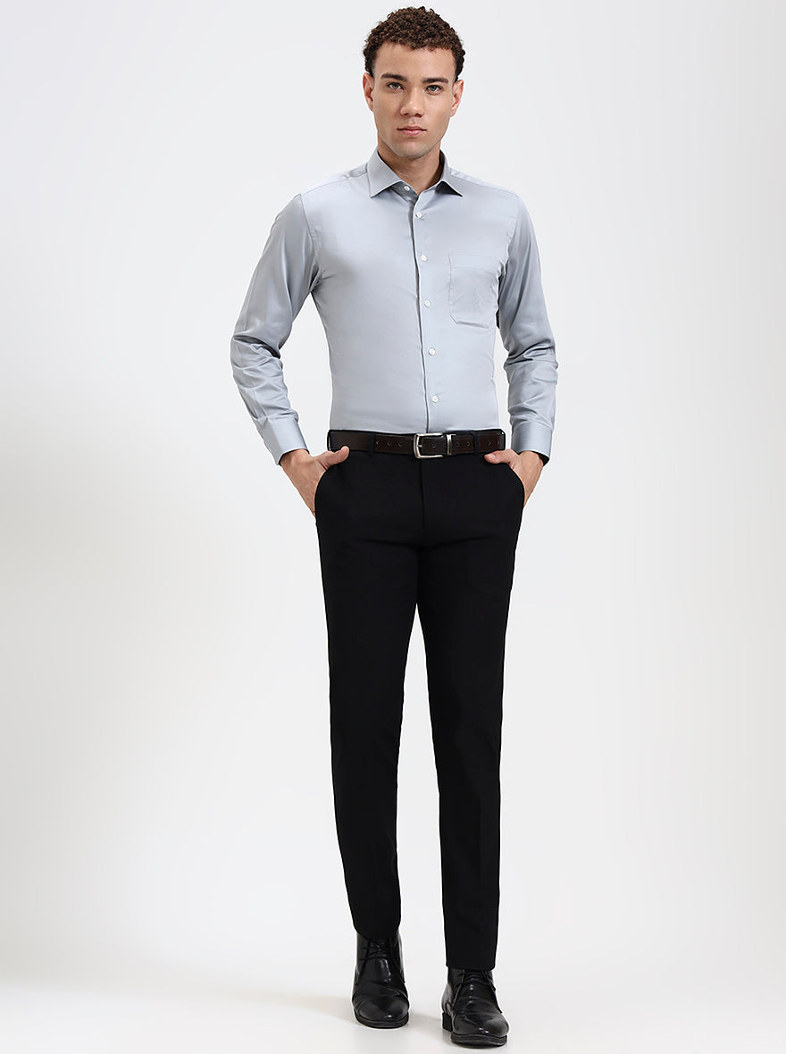 Grey Solid Slim Fit Formal Shirt | JadeBlue Super Luxe