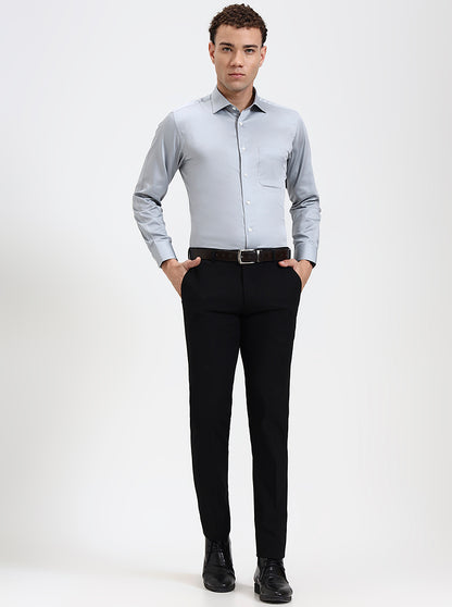 Grey Solid Slim Fit Formal Shirt | JadeBlue Super Luxe