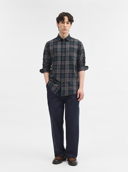 Teal Checked Slim Fit Casual Shirt | JadeBlue
