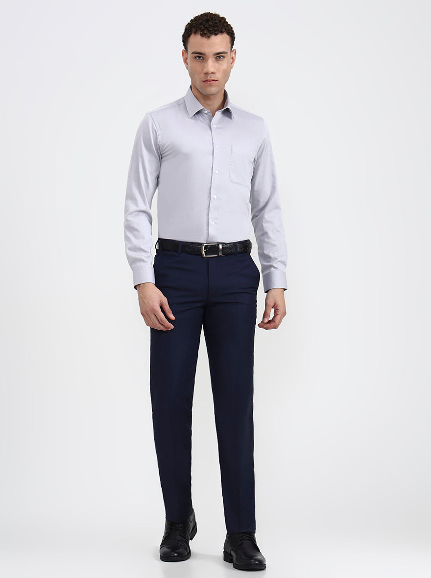 Petrol Blue Solid Slim Fit Formal Shirt | JadeBlue Youth