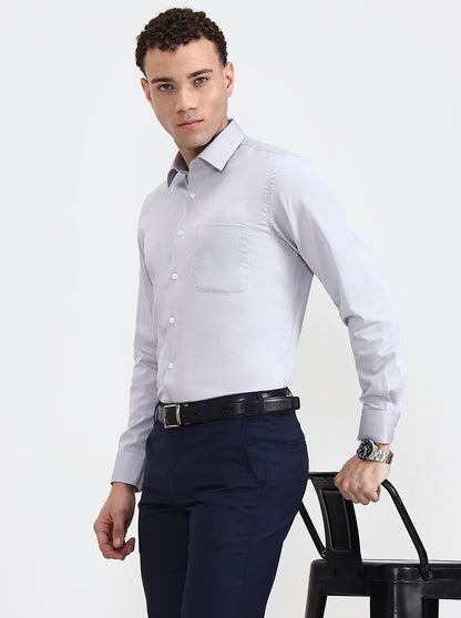 Petrol Blue Solid Slim Fit Formal Shirt | JadeBlue Youth