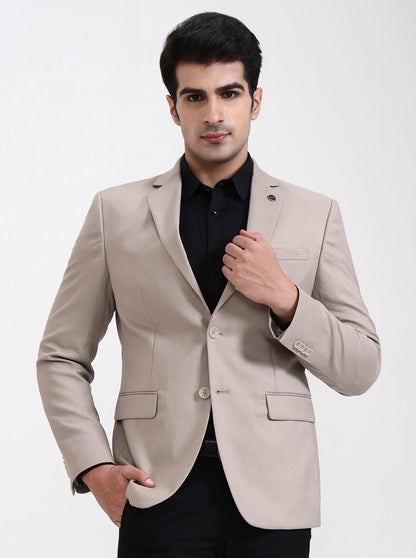 Fawn Solid Regular Fit Blazer | JadeBlue