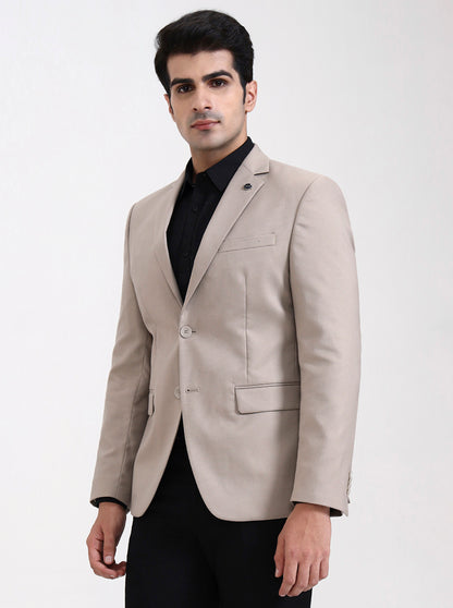 Fawn Solid Regular Fit Blazer | JadeBlue
