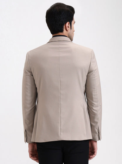 Fawn Solid Regular Fit Blazer | JadeBlue