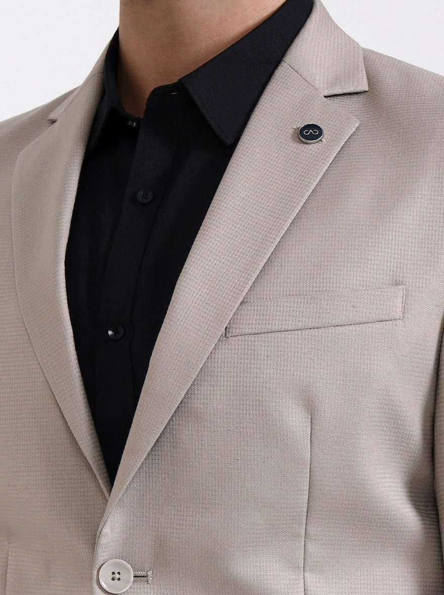 Fawn Solid Regular Fit Blazer | JadeBlue