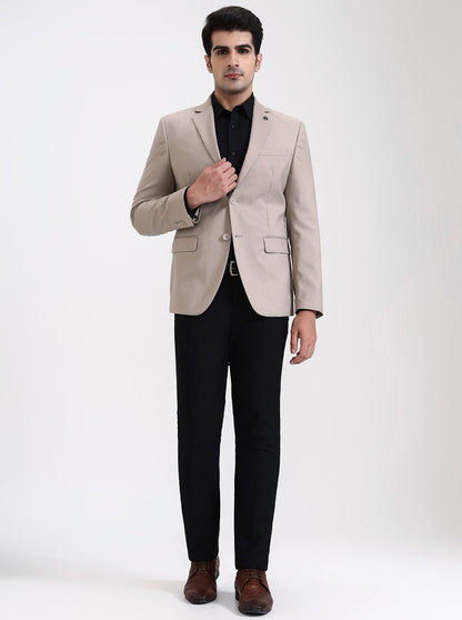 Fawn Solid Regular Fit Blazer | JadeBlue