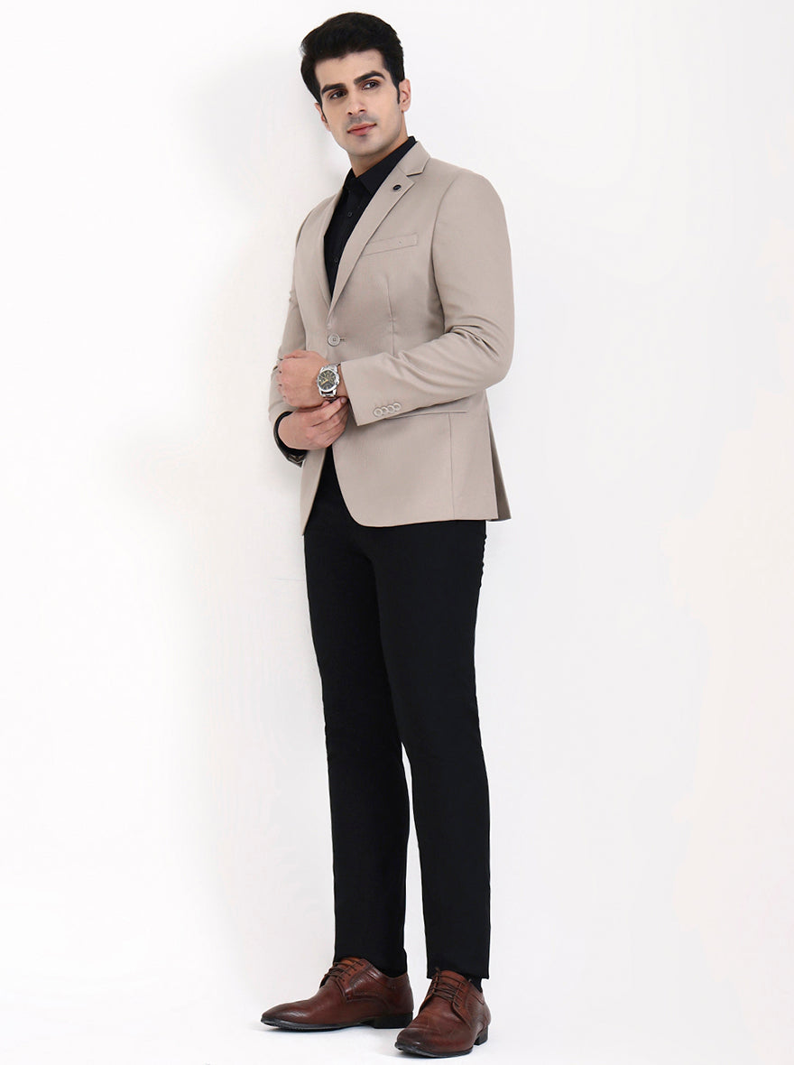 Fawn Solid Regular Fit Blazer | JadeBlue
