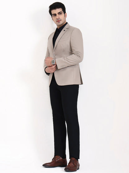 Fawn Solid Regular Fit Blazer | JadeBlue