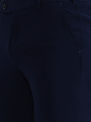 Navy Blue Solid Slim Fit Formal Trouser | Wyre