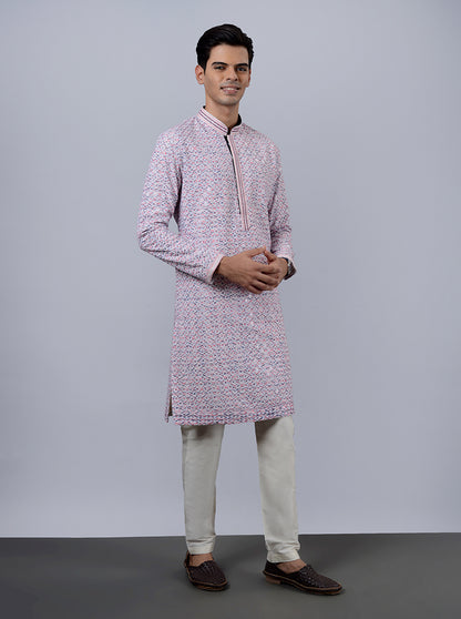 Blue & Red Kurta Pajama | TULA