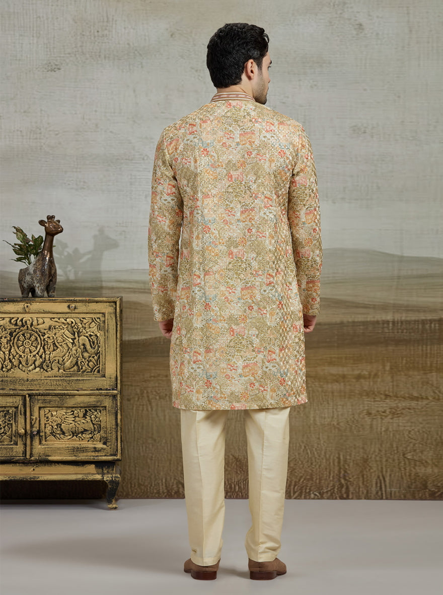 Yellow & Green Printed Kurta Pajama | Virasana