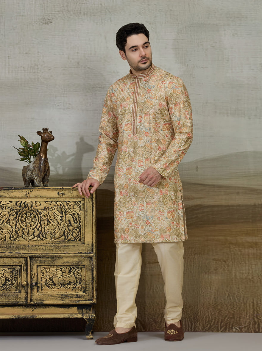 Yellow & Green Printed Kurta Pajama | Virasana