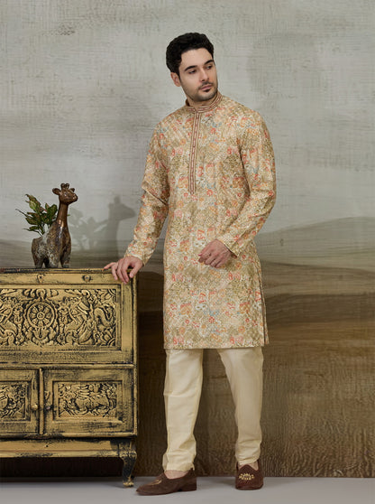 Yellow & Green Printed Kurta Pajama | Virasana