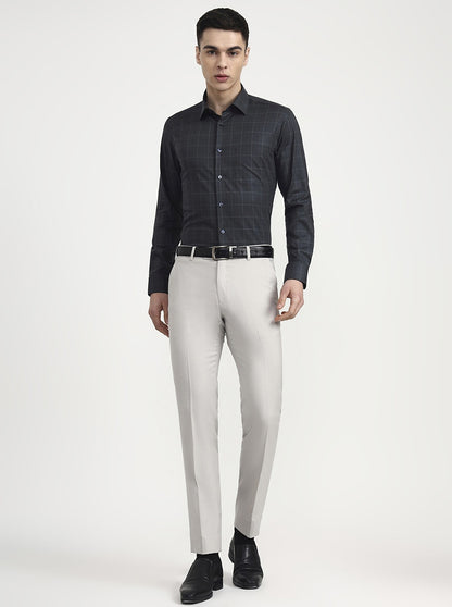 Dark Green Checked Slim Fit Formal Shirt | Metal