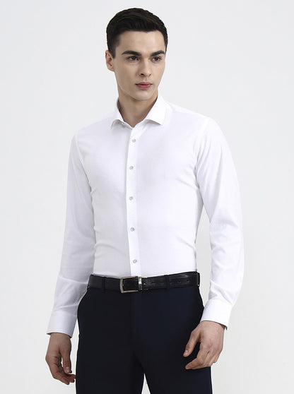 White Printed Slim Fit Party Wear Shirt | Wyre