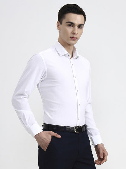 White Printed Slim Fit Party Wear Shirt | Wyre