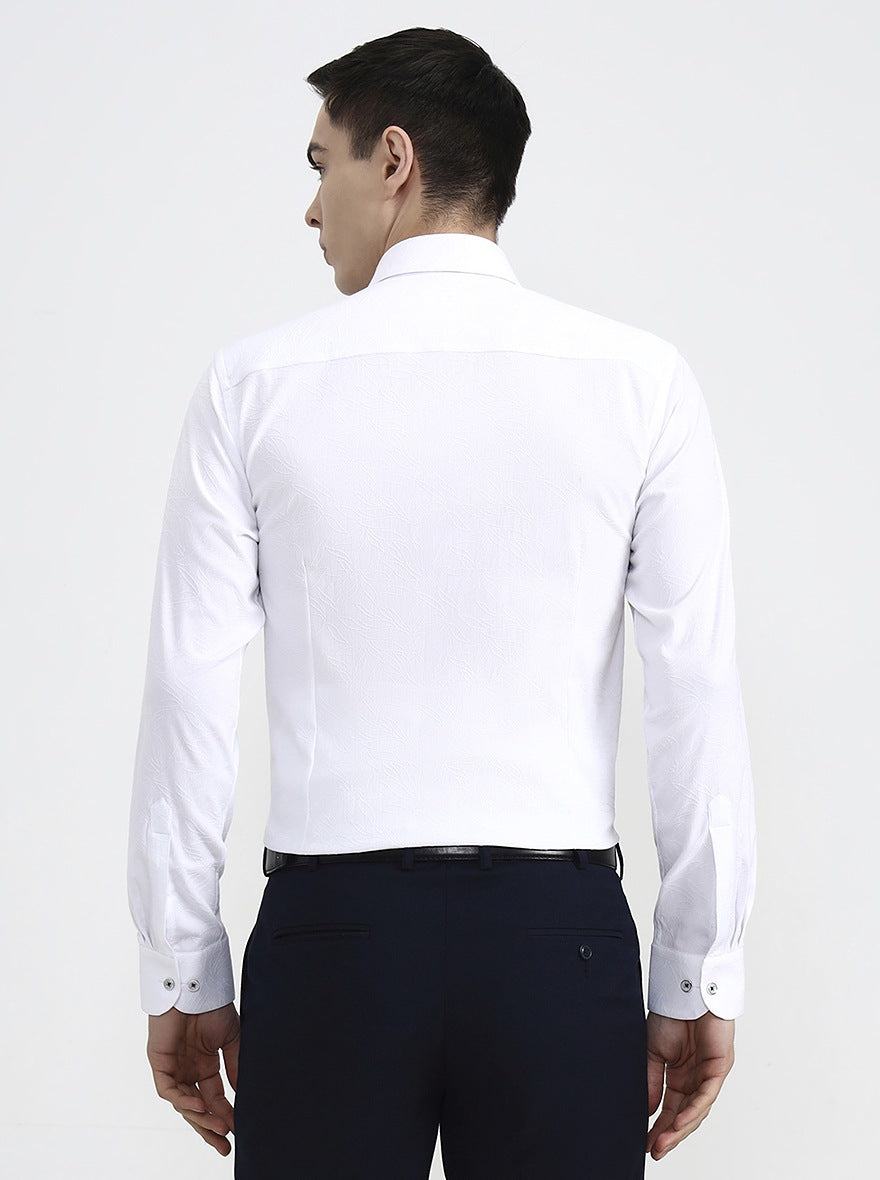 White Printed Slim Fit Party Wear Shirt | Wyre