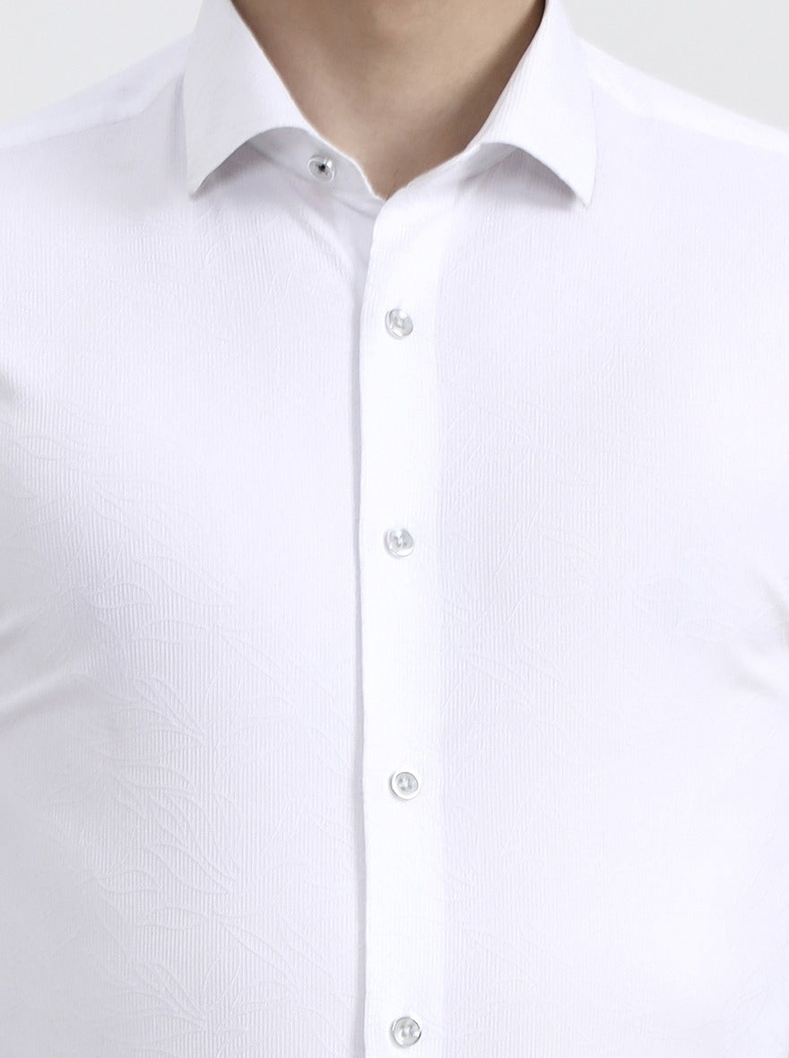 White Printed Slim Fit Party Wear Shirt | Wyre