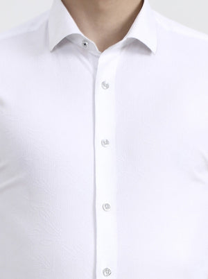 White Printed Slim Fit Party Wear Shirt | Wyre