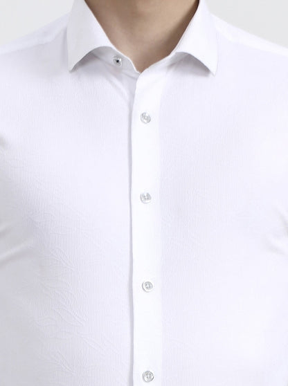 White Printed Slim Fit Party Wear Shirt | Wyre