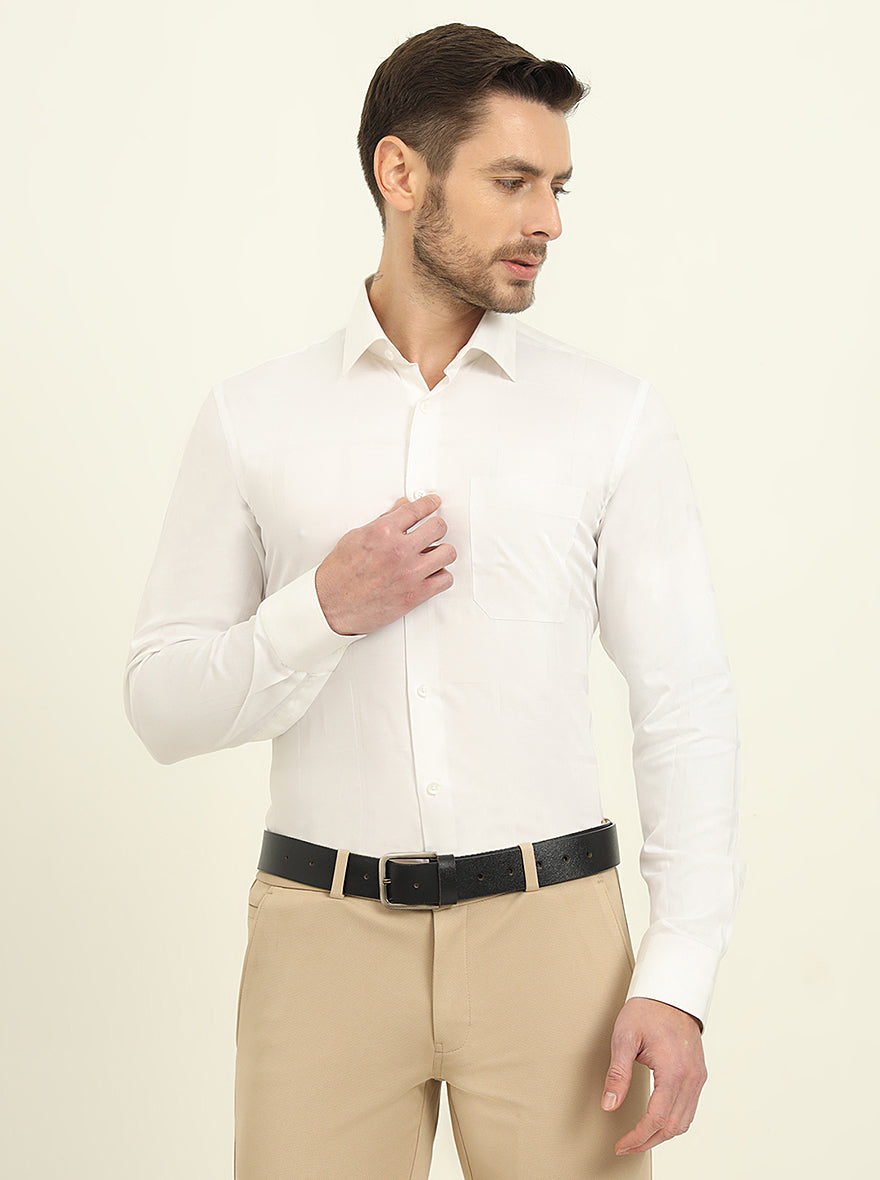 White Solid Slim Fit Formal Shirt | JadeBlue Youth