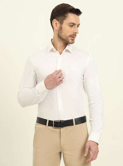 White Solid Slim Fit Formal Shirt | JadeBlue Youth