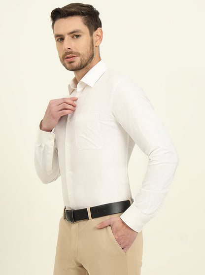 White Solid Slim Fit Formal Shirt | JadeBlue Youth
