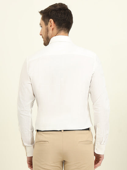 White Solid Slim Fit Formal Shirt | JadeBlue Youth