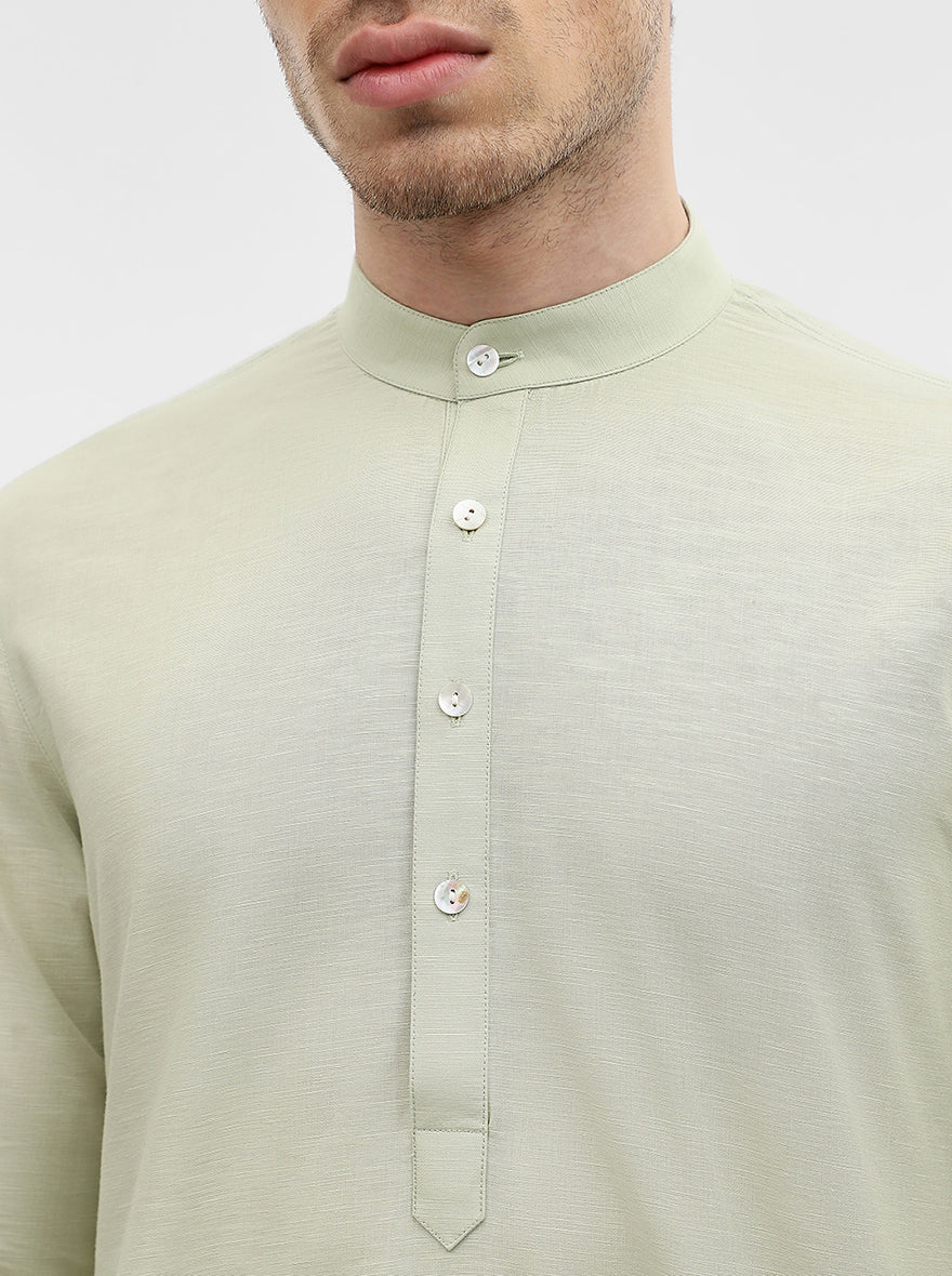 Pista Green Solid Modi Kurta | JadeBlue