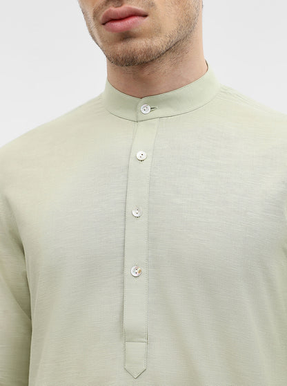 Pista Green Solid Modi Kurta | JadeBlue
