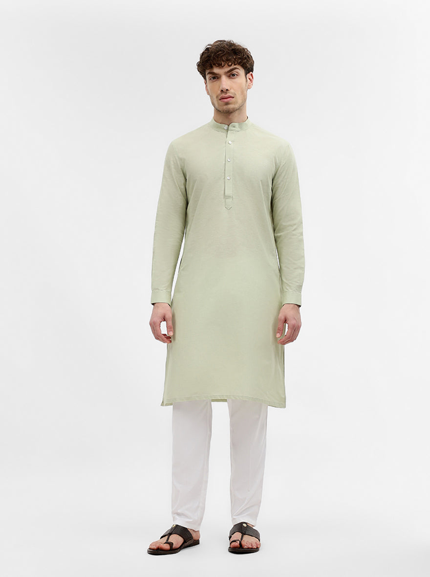 Pista Green Solid Modi Kurta | JadeBlue