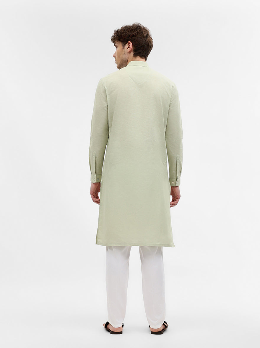 Pista Green Solid Modi Kurta | JadeBlue