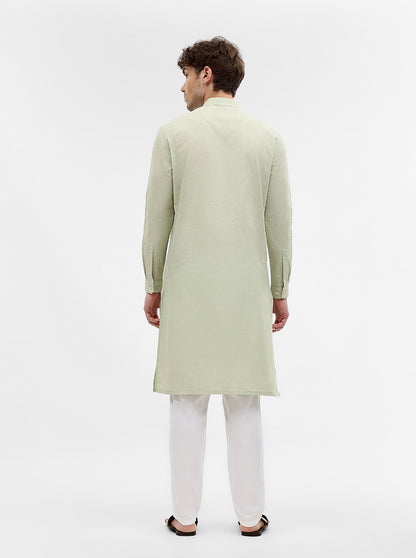 Pista Green Solid Modi Kurta | JadeBlue