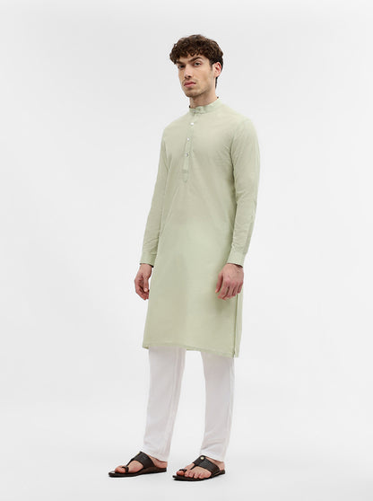 Pista Green Solid Modi Kurta | JadeBlue