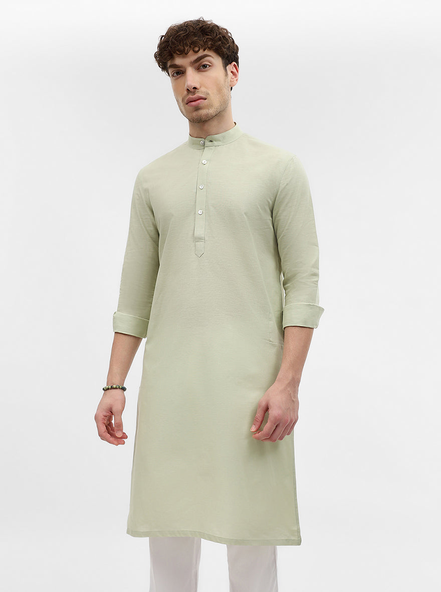 Pista Green Solid Modi Kurta | JadeBlue