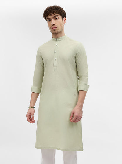 Pista Green Solid Modi Kurta | JadeBlue