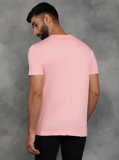 Peach Printed Slim Fit T-Shirt | GreenFibre
