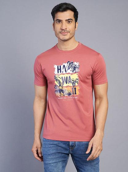 Pink Printed Slim Fit T-Shirt | JadeBlue